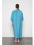 Mıreya Büyük Beden Maxi Kaftan Elbise Turkuaz 3