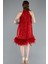 Halter Yaka Eteği Otrişli Kısa Pul Payet Abiye ABK2348 2