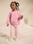 Kız Çocuk Pamuklu Pembe Sweatshirt ve Çizgili Geniş Paça Eşofman Alt-Üst Takım 1