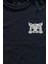 Lacivert Tişört Sevimli Kedi Minik Patili Bıyıklı Cat Minnoş Minimal Ön Baskılı Unisex T-Shirt 2