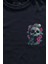 Unisex Lacivert T-Shirt Sugar Skull Skeleton Rose Kuru Kafa Gül Minimal Ön Baskılı Tişört 2