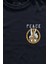 Unisex Lacivert T-Shirt Peace Freedom Özgürlük Yazı Minimal Ön Baskılı Tişört Kısa Kollu 2