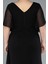 Kısa Kol Bacak Dekolteli Uzun Şifon Büyük Beden Abiye ABU4911 4