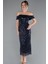 Kayık Yaka Midi Pullu Davet Elbisesi ABK2364 1