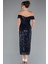 Kayık Yaka Midi Pullu Davet Elbisesi ABK2364 2