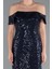 Kayık Yaka Midi Pullu Davet Elbisesi ABK2364 3