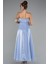 Straplez Midi Saten Davet Elbisesi ABK2363 2