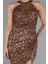 Halter Yaka Yırtmaçlı Midi Pullu Gece Elbisesi ABK2386 3