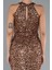 Halter Yaka Yırtmaçlı Midi Pullu Gece Elbisesi ABK2386 4