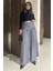 Kadın Gri Fermuar Kapamalı, Cepli, Pileli Bol Paça Etek Pantolon 5