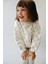 Kız Çocuk Pamuklu Ekru Çiçek Desenli Sweatshirt Ispanyol Paça Tayt Takım 1