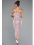 Straplez Midi Pullu Davet Elbisesi ABK2389 2