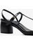 Siyah Rugan Ince Bantlı Kadın Kalın Topuklu Ayakkabı 2