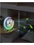Masaüstü Vantilatör USB Şarjlı Rgb LED Işıklı 3 Kademeli 180° Ayarlanabilir Soğutucu Fan Mavi 8