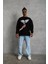 Erkek Güvercin Baskılı Sweatshirt - Siyah 2