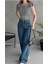 Sırtı Fiyonk Bağlamalı Çizgi Detaylı Crop Bluz 2