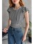 Sırtı Fiyonk Bağlamalı Çizgi Detaylı Crop Bluz 3