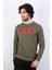 Haki Erkek Baskılı Sweatshirt 2