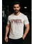 Erkek Beyaz Basic T-Shirt Basıkılı Slim Fit Rahat Kalıp %100 Pamuk Tişört 1