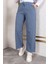 Beli Lastikli Keten Pantolon - Mavi / A0104 1