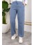 Beli Lastikli Keten Pantolon - Mavi / A0104 2