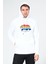Süzene Nakış Ayı Baskılı Kapüşonlu Beyaz Sweatshirt Polarlı 2