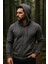 Erkek Kapüşonlu Pamuklu Sweatshirt Hırka Fermuarlı Rahat Kalıp Basic Hırka 2