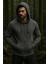 Erkek Kapüşonlu Pamuklu Sweatshirt Hırka Fermuarlı Rahat Kalıp Basic Hırka 5