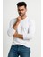 Erkek Bisiklet Yaka Beyaz Body %100 Pamuk Uzun Kollu Tişört Erkek Düz T-Shirt 4