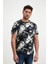 Siyah Desenli Erkek Bisiklet Yaka T-Shirt 1