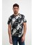 Siyah Desenli Erkek Bisiklet Yaka T-Shirt 3