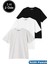 Erkek 3'lü Paket Siyah-Beyaz-Gri Melanj Pamuklu Oversize Tişört Bisiklet Yaka Kısa Kollu T-Shirt 1