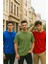Erkek 3'lü Paket Kırmızı-Mavi-Koyu Yeşil Pamuklu Oversize Tişört Bisiklet Yaka Kısa Kollu T-Shirt 5