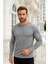 Erkek Uzun Kollu Bisiklet Yaka Tişört - %100 Pamuk Basic Relaxed T-Shirt 3