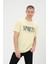 Erkek Sarı Basic T-Shirt Baskılı Slim Fit %100 Pamuk Tişört 2