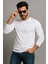 Erkek Bisiklet Yaka Beyaz Body %100 Pamuk Uzun Kollu Tişört Erkek Düz T-Shirt 1