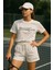 Kadın Sporty Kısa Kollu Bisiklet Yaka Oversize T-Shirt ve Şortlu Alt Üst Takım Tenis Ikili Takım 1