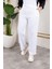 Beli Lastikli Keten Pantolon - Beyaz / A0104 1