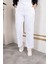 Beli Lastikli Keten Pantolon - Beyaz / A0104 2