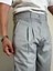 Erkek Gri Pileli Kumaş Pantolon Modern Düğmeli Şık ve Günlük Kullanıma Uygun Şık 5