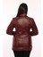 Hakiki Deri Bordo Düğmeli Kadın Ceket 4