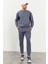 Petrol Casual O Yaka Lastik Paça Pamuklu Erkek Oversize Eşofman Takımı - 85120 5