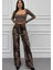 Leopar Desenli Ispanyol Paça Baggy Kadın Pantalon 2