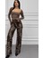 Leopar Desenli Ispanyol Paça Baggy Kadın Pantalon 4