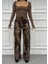 Leopar Desenli Ispanyol Paça Baggy Kadın Pantalon 5