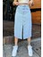 Açık Mavi Cepli Yırtmaçlı Uzun Denim Etek 4