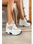Pearlstep Beyaz Bağcıklı 10 cm Yüksek Topuk Günlük Sneaker 1