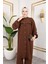 Ayrobin Kumaş Inci Detaylı Takım / T112 - Kahverengi 3