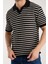 Erkek Polo Yaka Siyah Beyaz Çizgili Kısa Kollu Triko Tişört 1