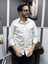 Lacivert Ince Çizgili %100 Pamuk Saten Non-Iron Modern Fit Gömlek 4